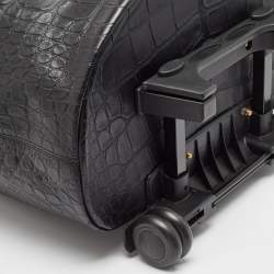 Givenchy Black Croc Embossed Leather Nightingale Trolley Luggage