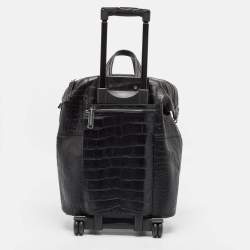 Givenchy Black Croc Embossed Leather Nightingale Trolley Luggage