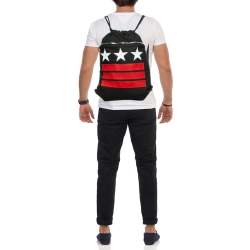 Givenchy Black Nylon Stars Stripes Drawstring Backpack