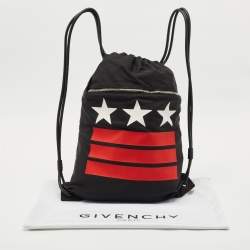 Givenchy Black Nylon Stars Stripes Drawstring Backpack