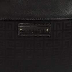 Pre Owned Givenchy Black Monogram Fabric and Leather Flat Messenger Bag