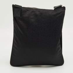 Pre Owned Givenchy Black Monogram Fabric and Leather Flat Messenger Bag