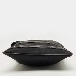 Pre Owned Givenchy Black Monogram Fabric and Leather Flat Messenger Bag
