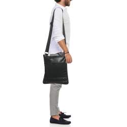 Pre Owned Givenchy Black Monogram Fabric and Leather Flat Messenger Bag