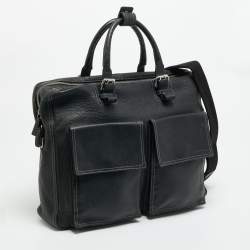 مملوكة مسبقًا Givenchy Double Gusset Black Leather Briefcase
