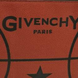 Pre Owned Givenchy Basketball Brick Red Pebbled Leather Flat Pouch
