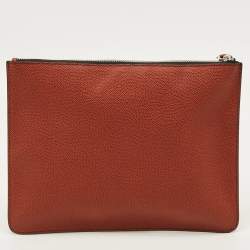 Pre Owned Givenchy Basketball Brick Red Pebbled Leather Flat Pouch