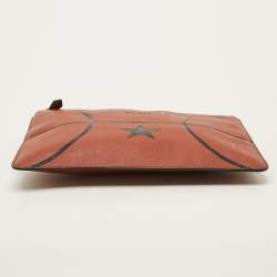 Pre Owned Givenchy Basketball Brick Red Pebbled Leather Flat Pouch