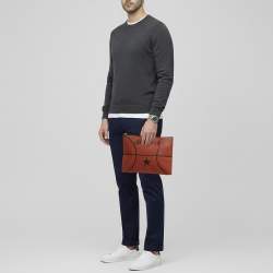 Pre Owned Givenchy Basketball Brick Red Pebbled Leather Flat Pouch