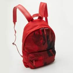Pre Owned Givenchy Bambi Print Red Nylon and Leather Backpack