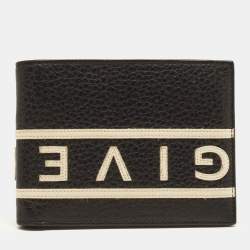 Pre Owned Givenchy Logo Black Leather Bifold Wallet