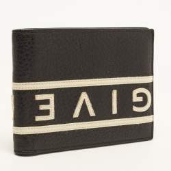 Pre Owned Givenchy Logo Black Leather Bifold Wallet