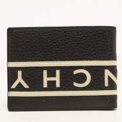Pre Owned Givenchy Logo Black Leather Bifold Wallet