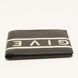 Pre Owned Givenchy Logo Black Leather Bifold Wallet