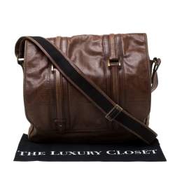 Givenchy Brown Signature Leather Messenger Bag