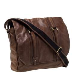 Givenchy Brown Signature Leather Messenger Bag