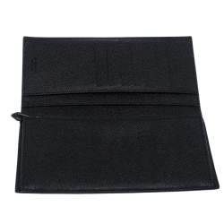 Pre Owned Givenchy Black Leather Bifold Flap Long Wallet