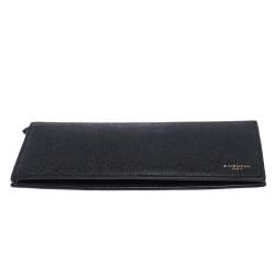 Pre Owned Givenchy Black Leather Bifold Flap Long Wallet