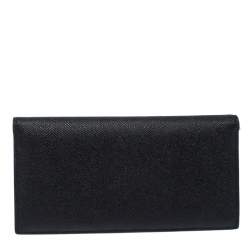 Pre Owned Givenchy Black Leather Bifold Flap Long Wallet