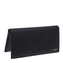Pre Owned Givenchy Black Leather Bifold Flap Long Wallet