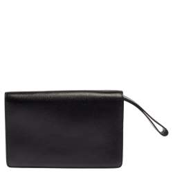 Givenchy Black Grained Leather Lock Flap Wristlet Clutch