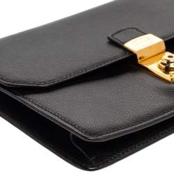 Givenchy Black Grained Leather Lock Flap Wristlet Clutch