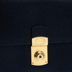 Givenchy Black Grained Leather Lock Flap Wristlet Clutch