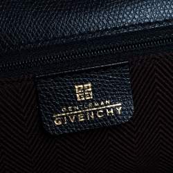 Givenchy Black Grained Leather Lock Flap Wristlet Clutch