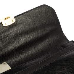 Givenchy Black Grained Leather Lock Flap Wristlet Clutch