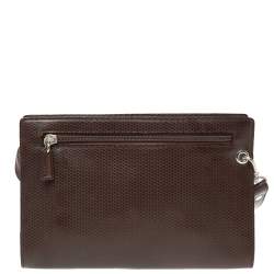 Givenchy Dark Brown Leather Pocket Zip Wristlet Pouch
