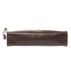 Givenchy Dark Brown Leather Pocket Zip Wristlet Pouch