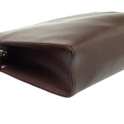 Givenchy Dark Brown Leather Pocket Zip Wristlet Pouch