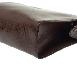 Givenchy Dark Brown Leather Pocket Zip Wristlet Pouch