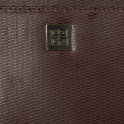 Givenchy Dark Brown Leather Pocket Zip Wristlet Pouch