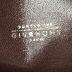 Givenchy Dark Brown Leather Pocket Zip Wristlet Pouch