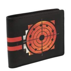 Givenchy Black Leather Dart Print Bomber Bifold Wallet