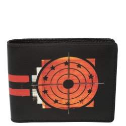 Givenchy Black Leather Dart Print Bomber Bifold Wallet