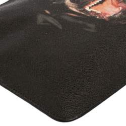 Givenchy Black Rottweiler Printed Leather Zip Pouch