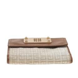 Givenchy Grey/Brown Canvas and Leather Trifold Wallet