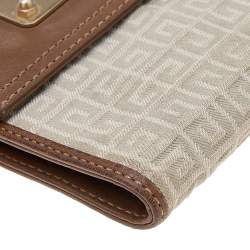 Givenchy Grey/Brown Canvas and Leather Trifold Wallet