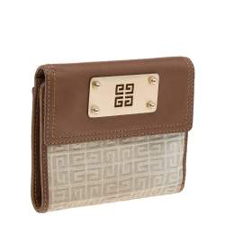 Givenchy Grey/Brown Canvas and Leather Trifold Wallet