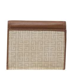 Givenchy Grey/Brown Canvas and Leather Trifold Wallet