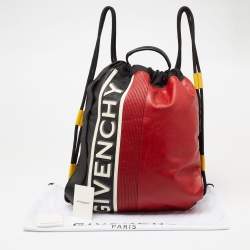 Givenchy Tri Color Leather and Nylon Motocross Sport Drawstring Backpack
