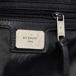 Pre Owned Givenchy Black Leather and Nylon Embroidered Logo Backpack