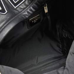 Pre Owned Givenchy Black Leather and Nylon Embroidered Logo Backpack