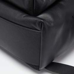 Pre Owned Givenchy Black Leather and Nylon Embroidered Logo Backpack