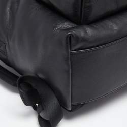 Pre Owned Givenchy Black Leather and Nylon Embroidered Logo Backpack