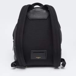 Pre Owned Givenchy Black Leather and Nylon Embroidered Logo Backpack
