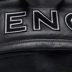 Pre Owned Givenchy Black Leather and Nylon Embroidered Logo Backpack