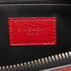 Givenchy Red/White Leather Reverse Logo Flat Zip Pouch